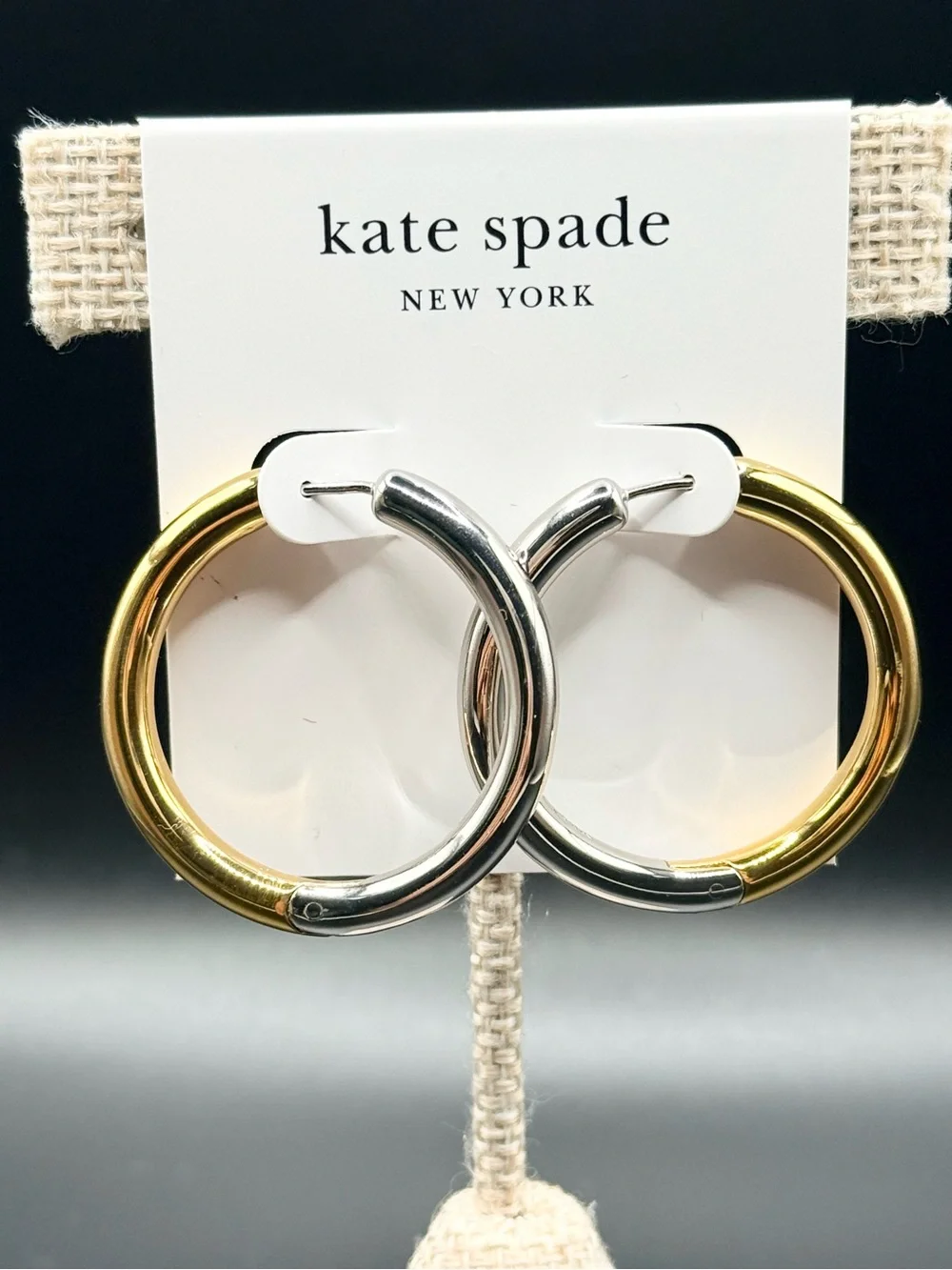 Kate Spade Gold/Silver Tone Interlock Hoop Earrings